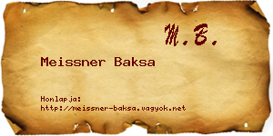 Meissner Baksa névjegykártya